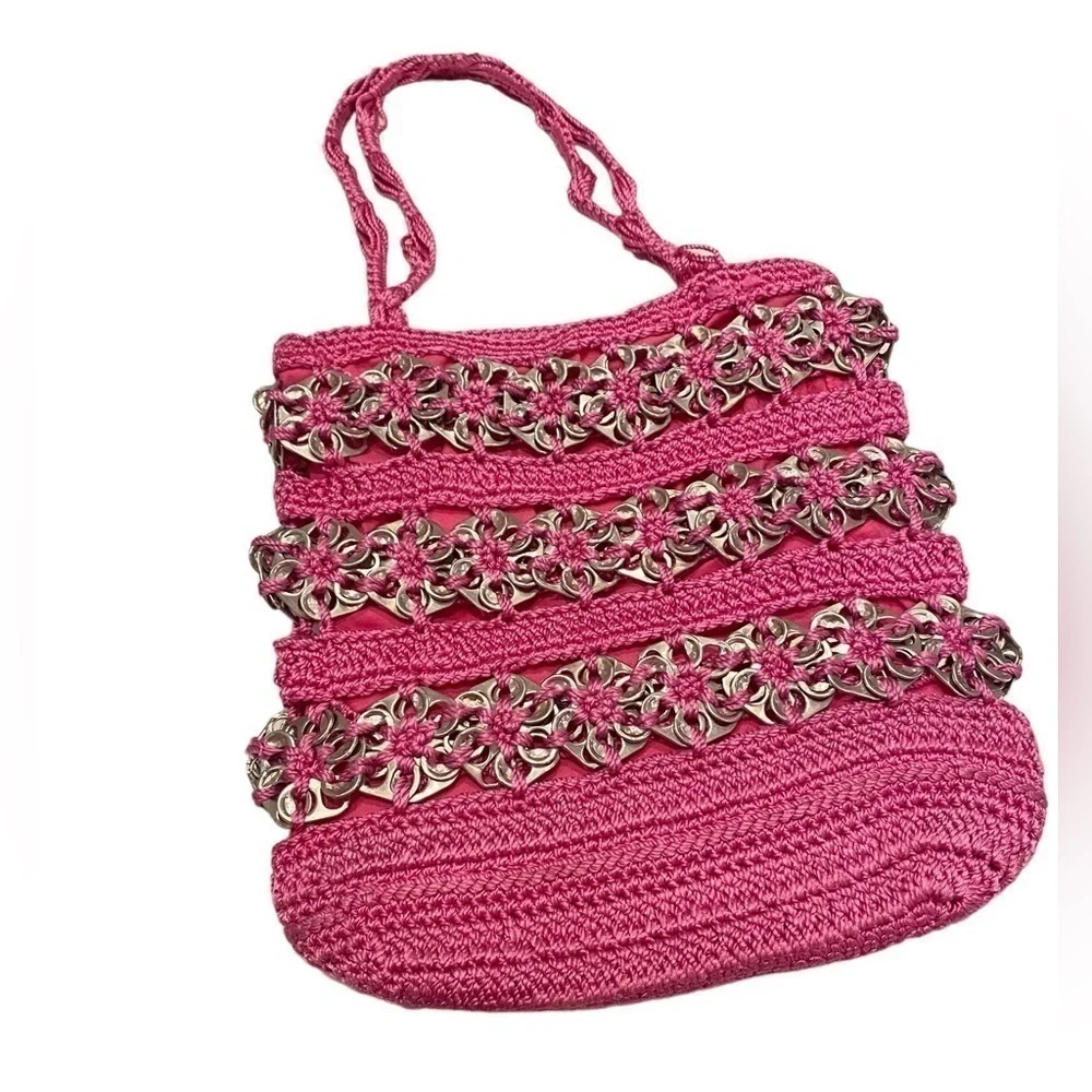 Handmade Aluminum Soda Pop Tab Pink Crocheted Purse Upcycled